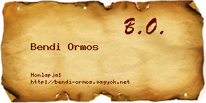 Bendi Ormos névjegykártya